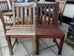 Before and after - refinished outdoor chairs. Before and after - refinished outdoor chairs - Penwig Hotel, New Quay.