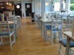 Reupholstered tartan chairs. Reupholstered chairs for a new eatery at 'Woodlands Caravan Park', New Quay.