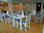 Reupholstered tartan chairs. Reupholstered chairs for a new eatery at 'Woodlands Caravan Park', New Quay.