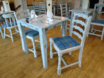 Reupholstered tartan chairs. Reupholstered chairs for a new eatery at 'Woodlands Caravan Park', New Quay.