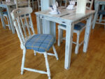 Reupholstered chairs. Reupholstered chairs for a new eatery at 'Woodlands Caravan Park', New Quay.