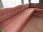 Another caravan reupholstered, this time at Riverside in Pennal, outside of Machynlleth. Static caravan upholstery, in a gorgeous orange weave and contrasting buttons.