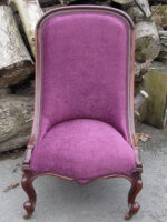 An antique slipper chair delivered in Llanon. The husband was an author of The Mabinogion, and Ali bought Gord a signed copy for Christmas! An antique slipper chair.