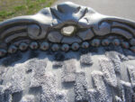 Pewter paint close-up Refurbished chair with pewter painted wood and striking upholstery.