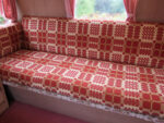 Vintage caravan upholstery using Welsh blankets. Vintage caravan upholstery using Welsh blankets.
