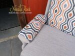 Close-up of arm on reupholstered 1970's sofa Close-up of arm on reupholstered 1970's sofa