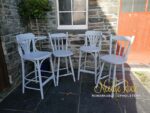 A set of 4 bar stools painted for Marnie in Aberarth. A set of four painted barstools.